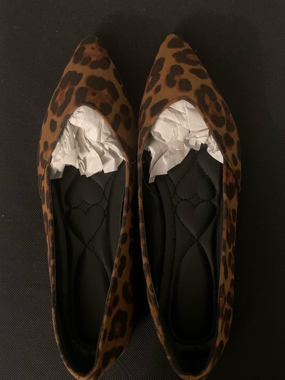 SHEIN Leopard-Print Pointed Toe Flats in Brown and Black
